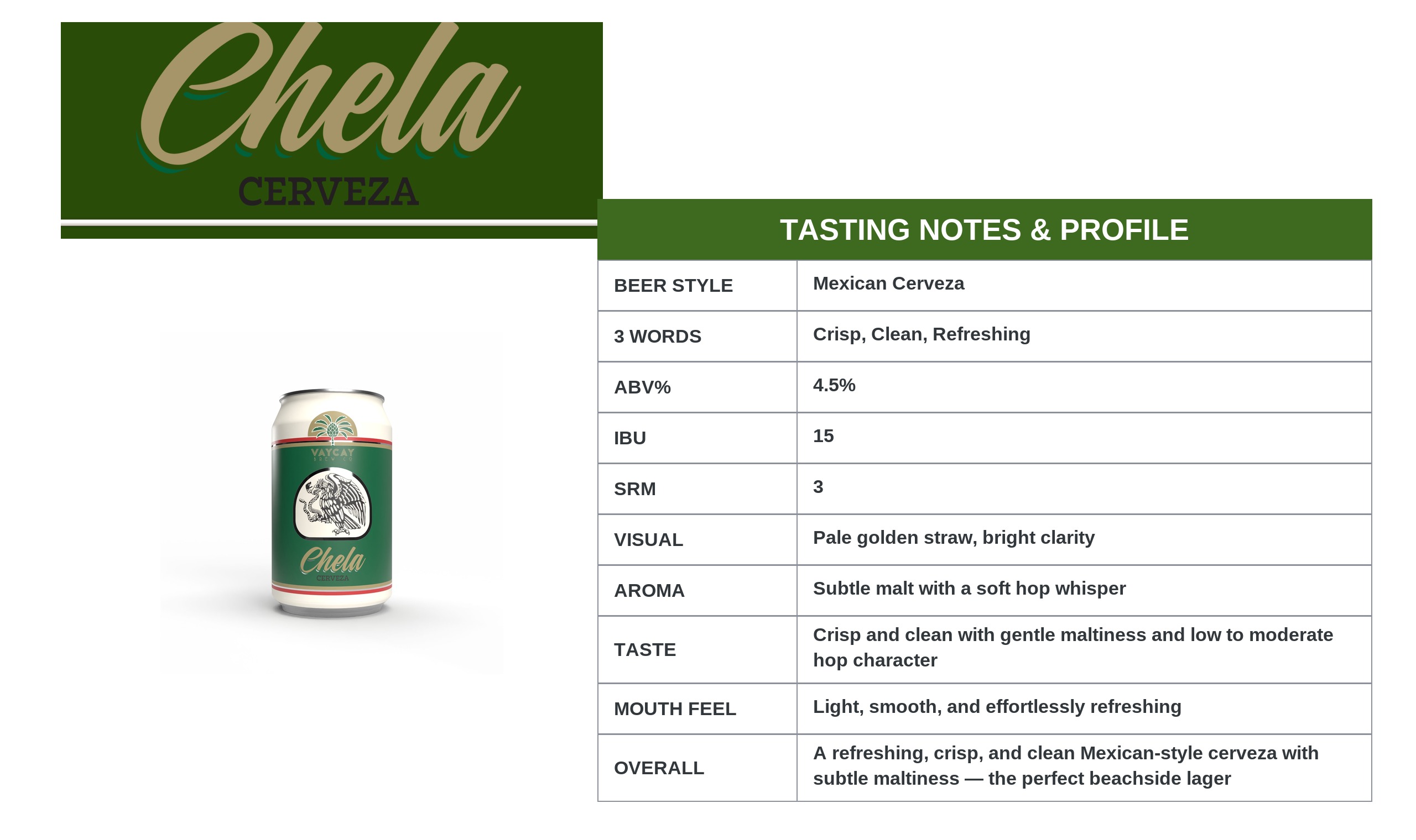 Chela sensory & tasting notes
