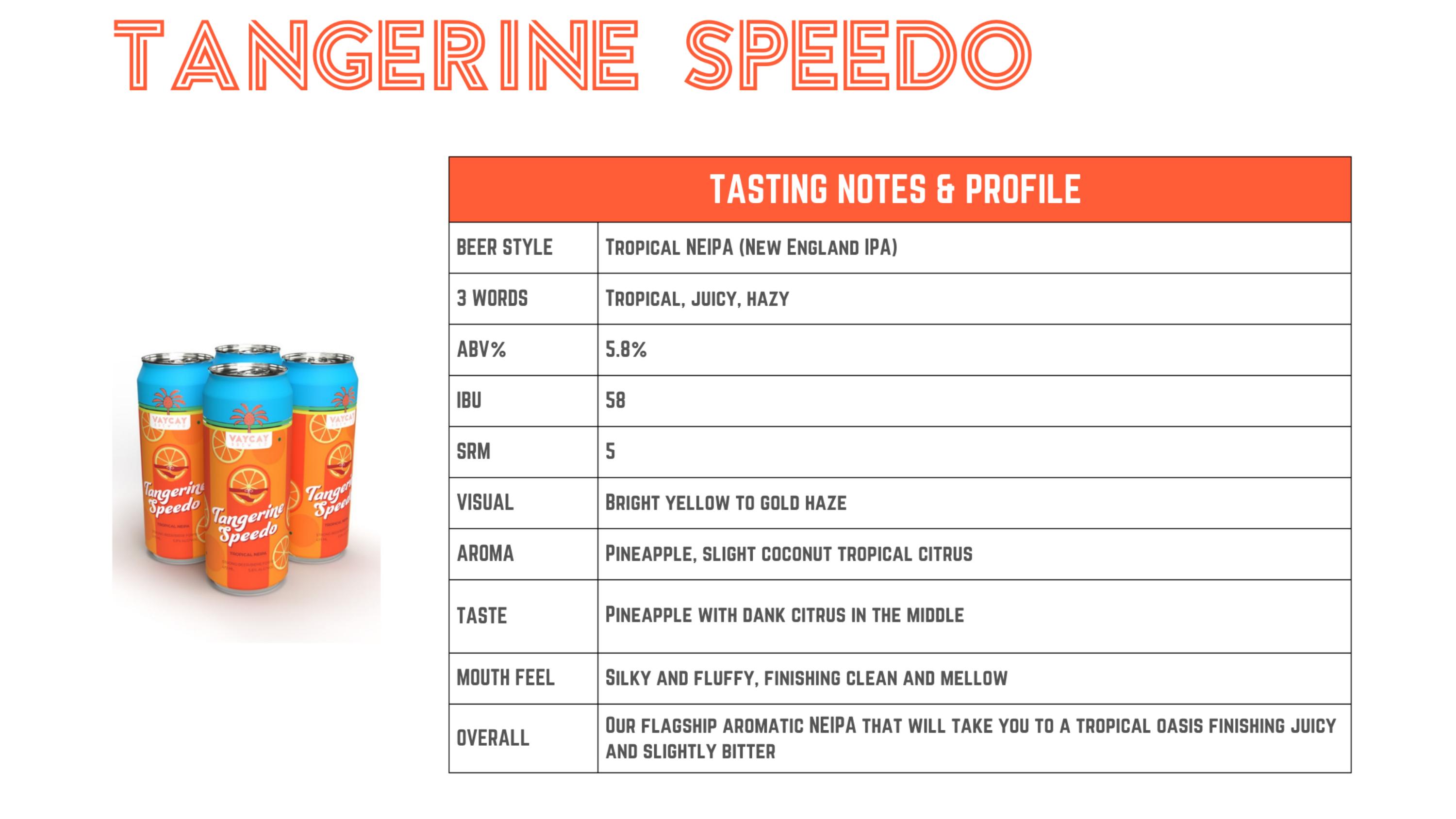 Tangerine Speedo sensory & tasting notes