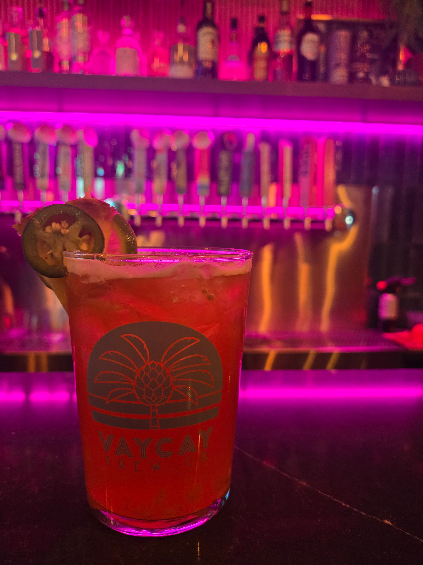 Signature cocktail at the downstairs bar